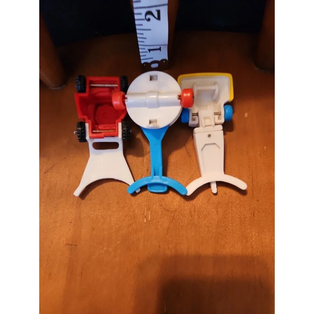 Fisher Price Mini Accessories, Lawn Mower, Upright Vacuum, Push Toy-Vintage- HTF